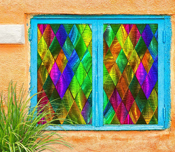 3D Green Diamond 221 Window Film Print Sticker Cling Stained Glass UV Block
