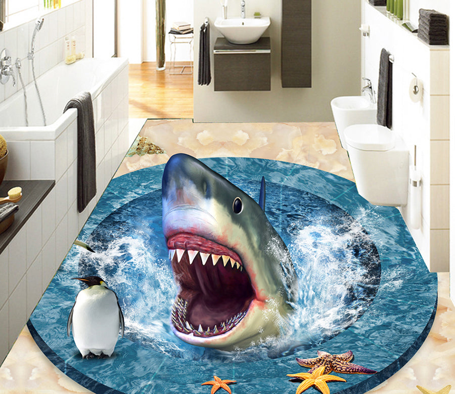 3D Ferocious Shark 598 Floor Mural  Wallpaper Murals Rug & Mat Print Epoxy waterproof bath floor