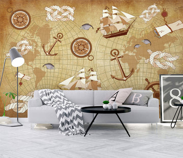 3D Sailing Gear WC008 Wall Murals