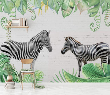 3D Two Zebras 2022 Wall Murals