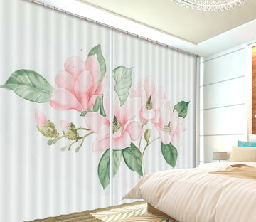 3D Pink Flowers 118 Curtains Drapes