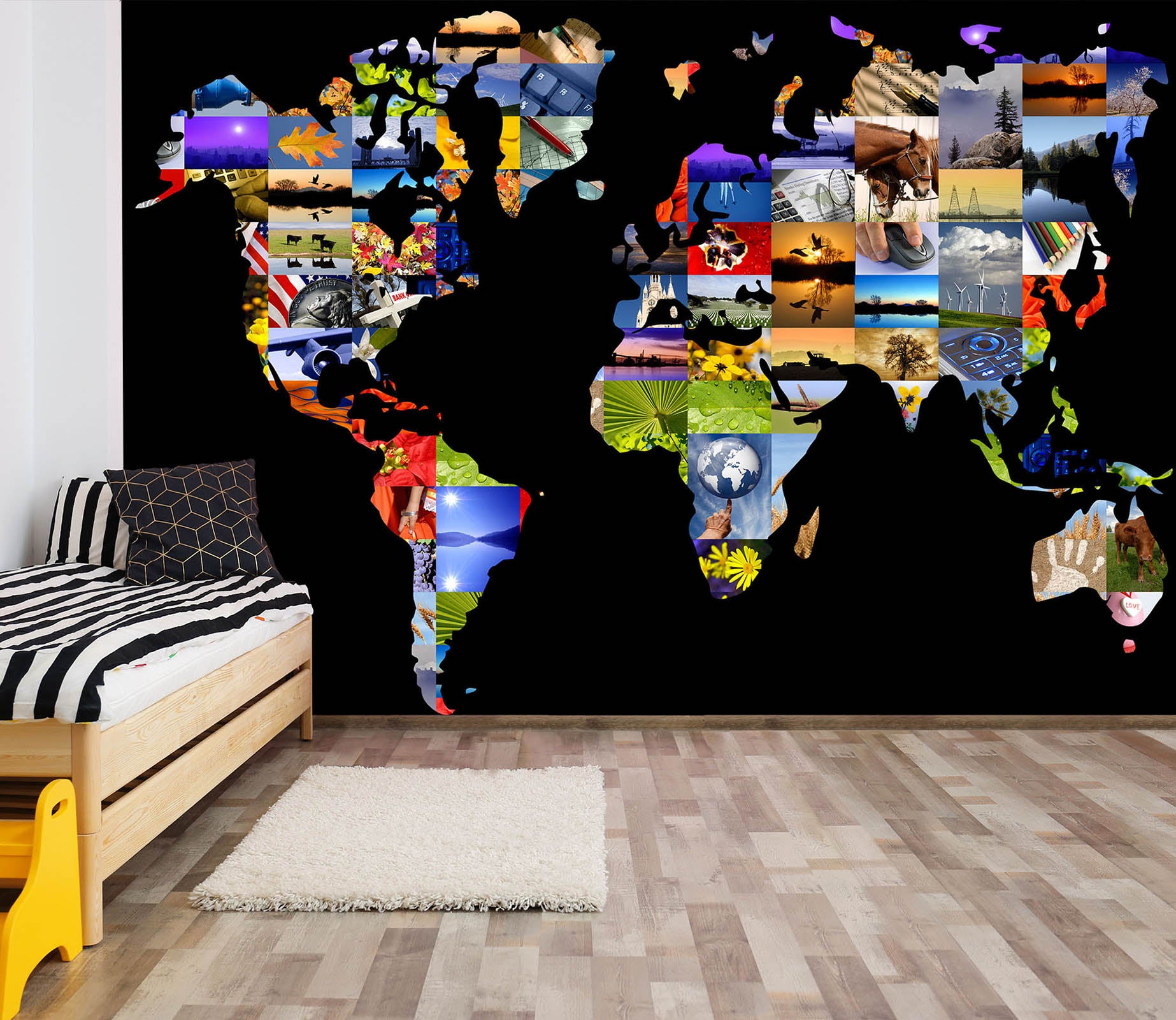 3D Color Painting 2018 World Map Wall Murals
