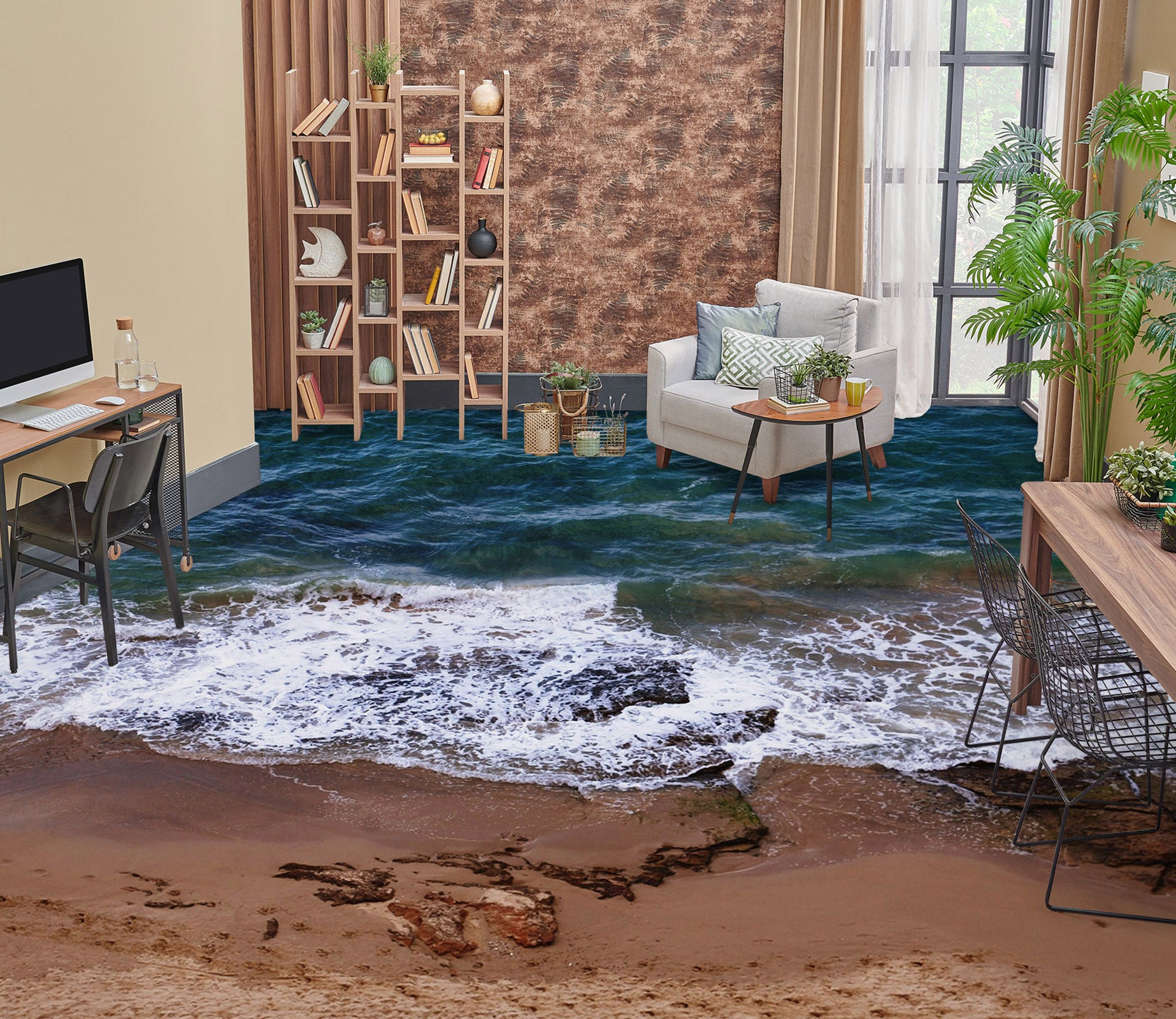 3D Cool Beach Holiday 1430 Floor Mural
