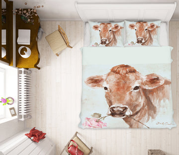 3D Cow Flower 2082 Debi Coules Bedding Bed Pillowcases Quilt