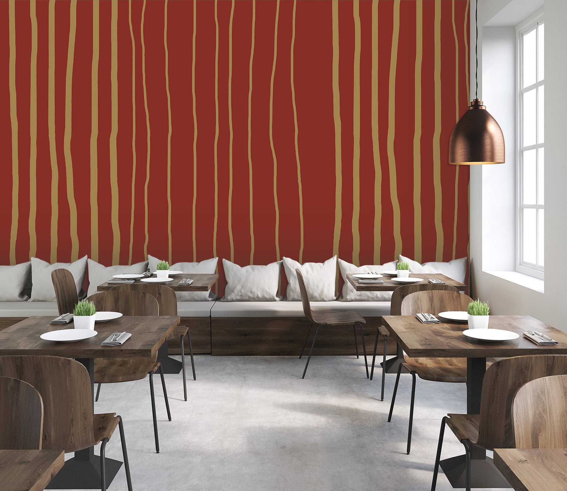 3D Red Yellow Stripes 98137 Kasumi Loffler Wall Mural Wall Murals