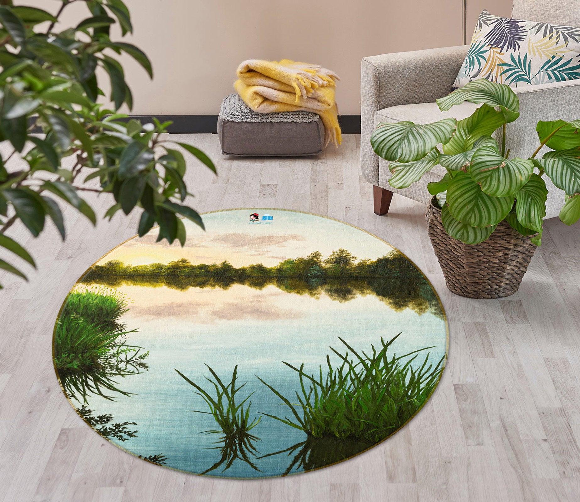 3D Riverside Grass 18145 Marina Zotova Rug Round Non Slip Rug Mat