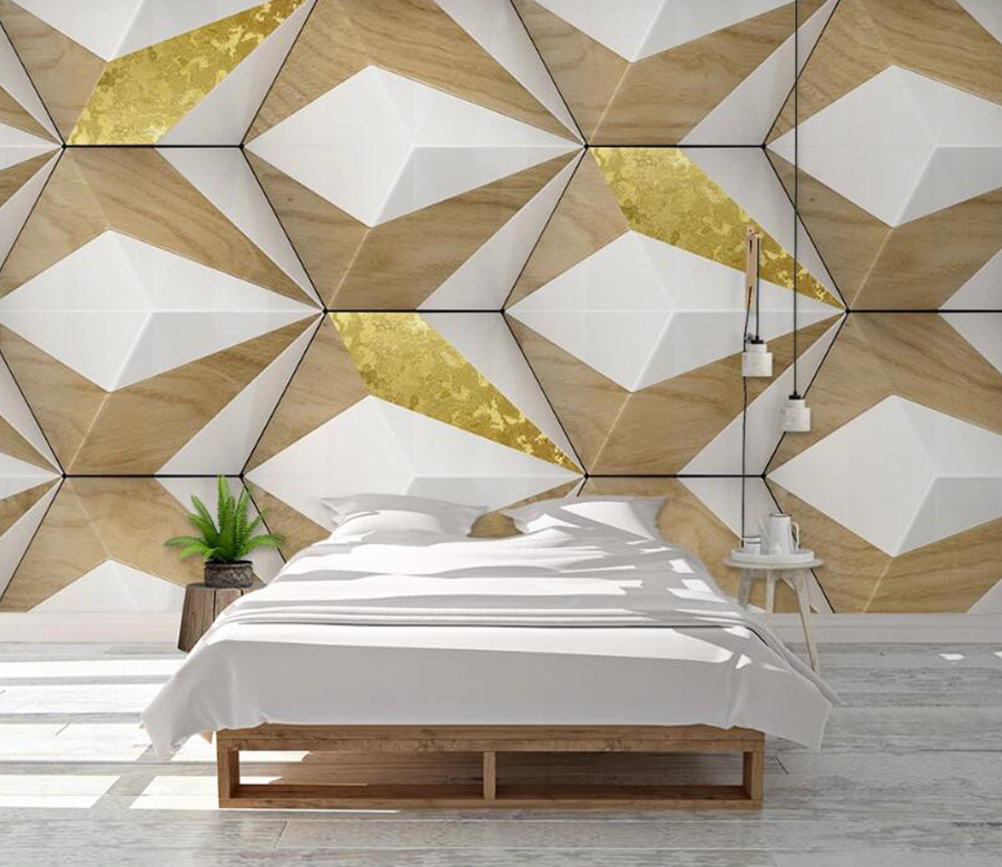 3D Three-color Geometry 1093 Wall Murals