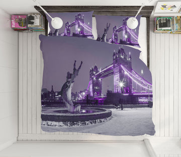 3D Purple Neon Bridge 1038 Assaf Frank Bedding Bed Pillowcases Quilt