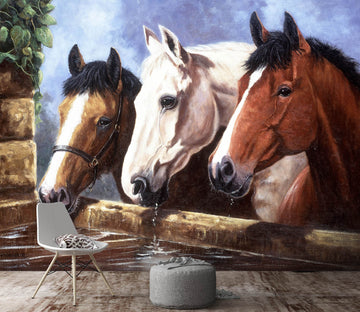 3D Three Horses 106 Kevin Walsh Wall Mural Wall Murals