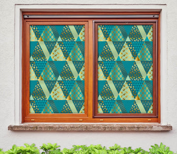 3D Green Triangle Pattern 30061 Christmas Window Film Print Sticker Cling Stained Glass Xmas