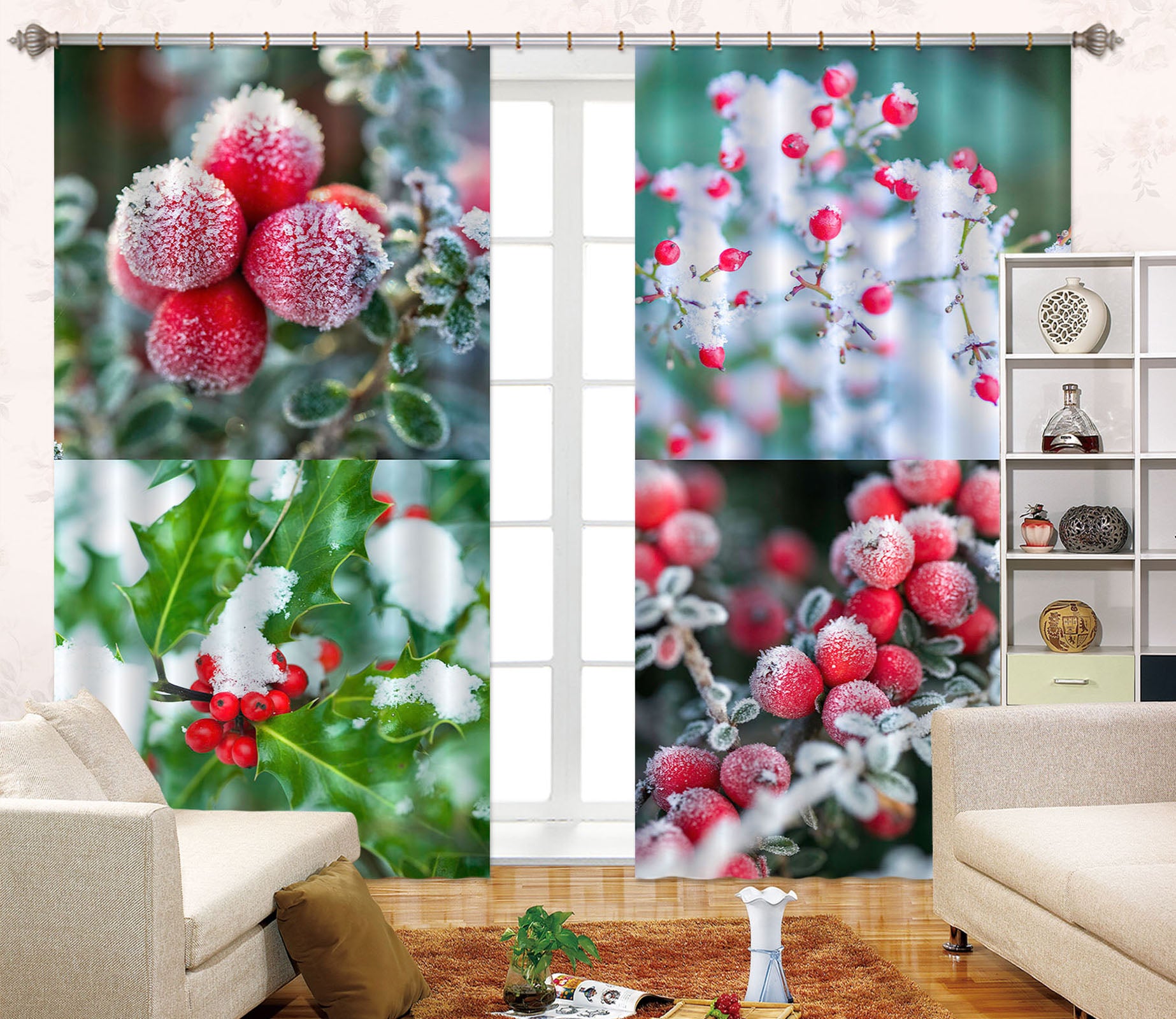 3D Winter Fruit 240 Assaf Frank Curtain Curtains Drapes