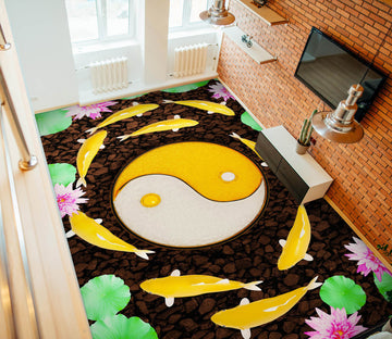 3D Yellow White Tai Chi 262 Floor Mural  Wallpaper Murals Rug & Mat Print Epoxy waterproof bath floor