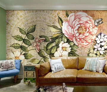 3D Flower Butterfly WC101 Wall Murals