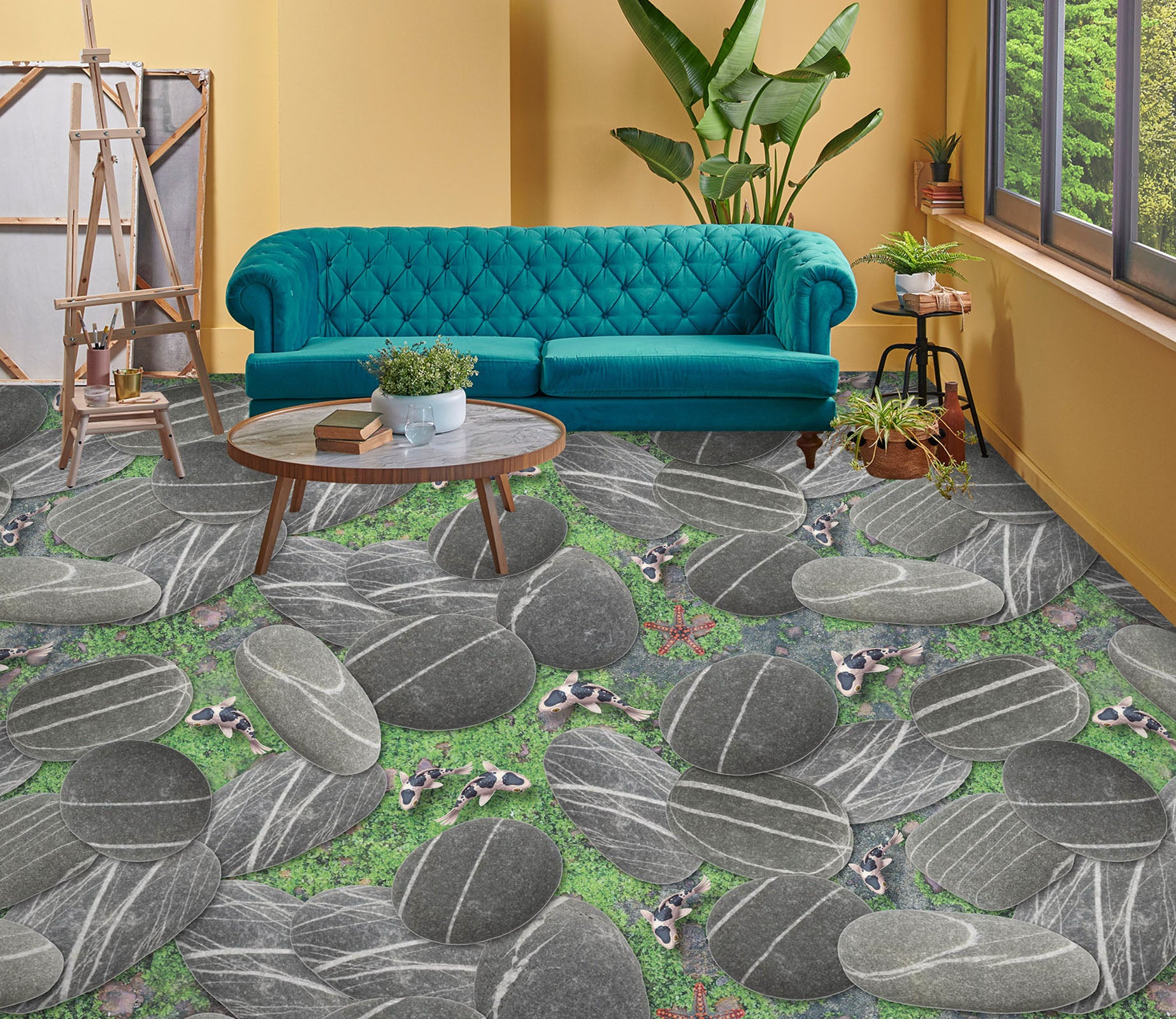 3D Plain Gray Pebbles 220 Floor Mural  Wallpaper Murals Rug & Mat Print Epoxy waterproof bath floor