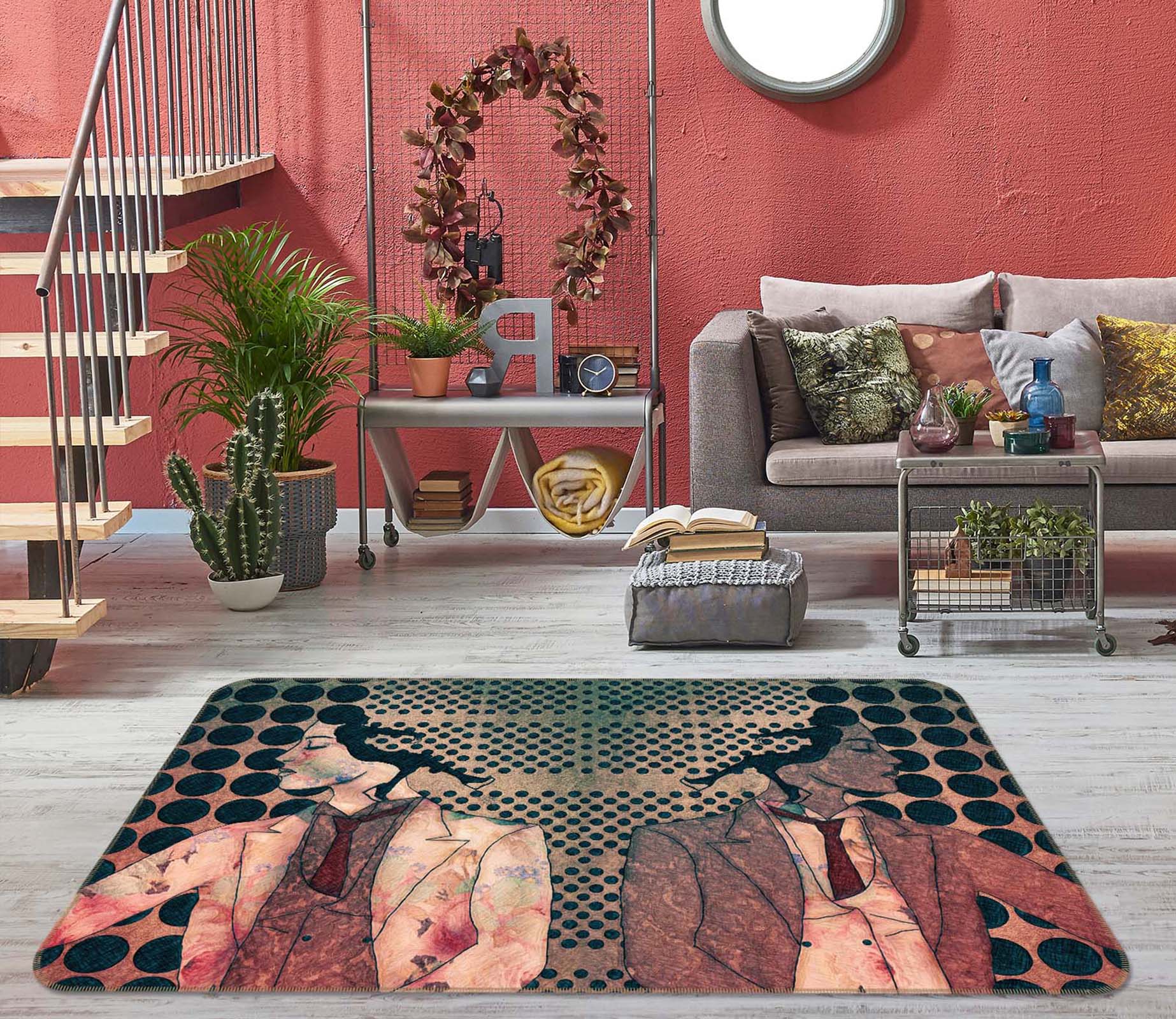 3D Suit Girl 1001 Marco Cavazzana Rug Non Slip Rug Mat