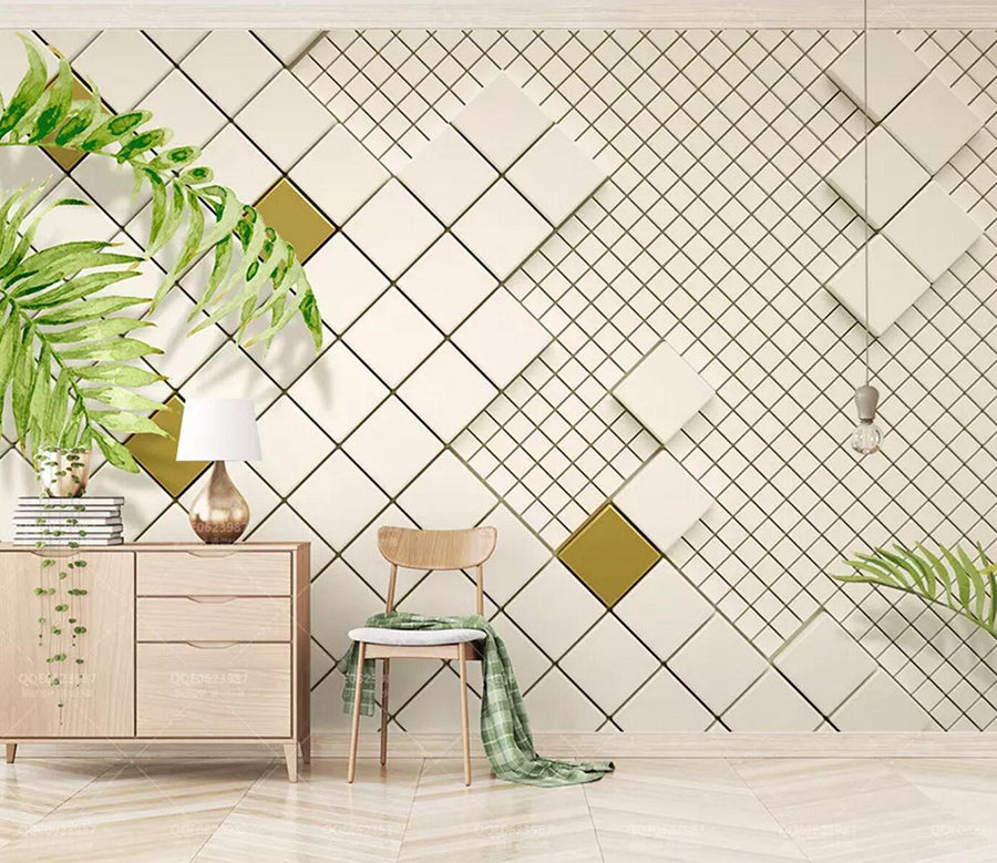 3D Square Brick Leaves WC636 Wall Murals