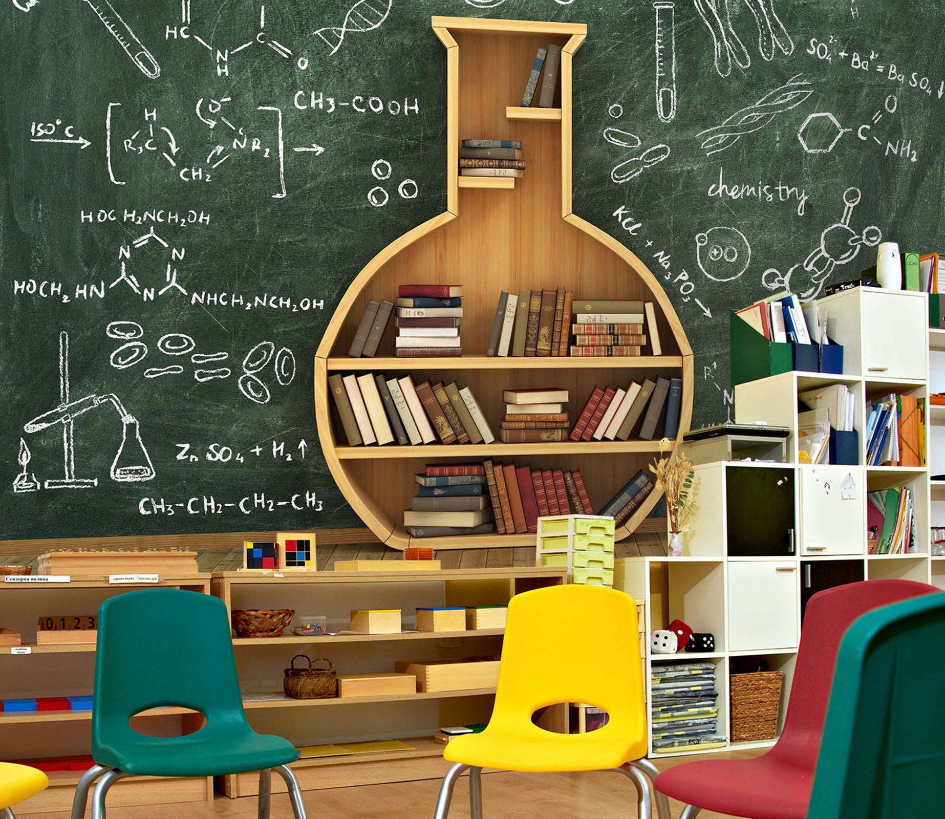 3D Reagent Bottle Bookshelf 158 Wall Murals