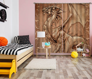 3D Dragon Painting 5079 Tom Wood Curtain Curtains Drapes