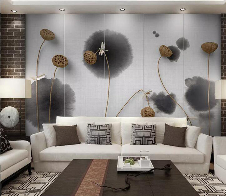 3D Withered Lotus Leaf WC213 Wall Murals