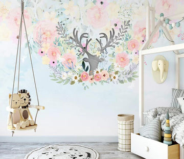 3D Antler Flower WC16 Wall Murals Wallpaper AJ Wallpaper 2 