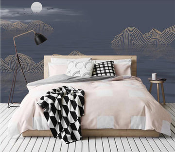 3D Elegant Gold Line Outline 2334 Wall Murals