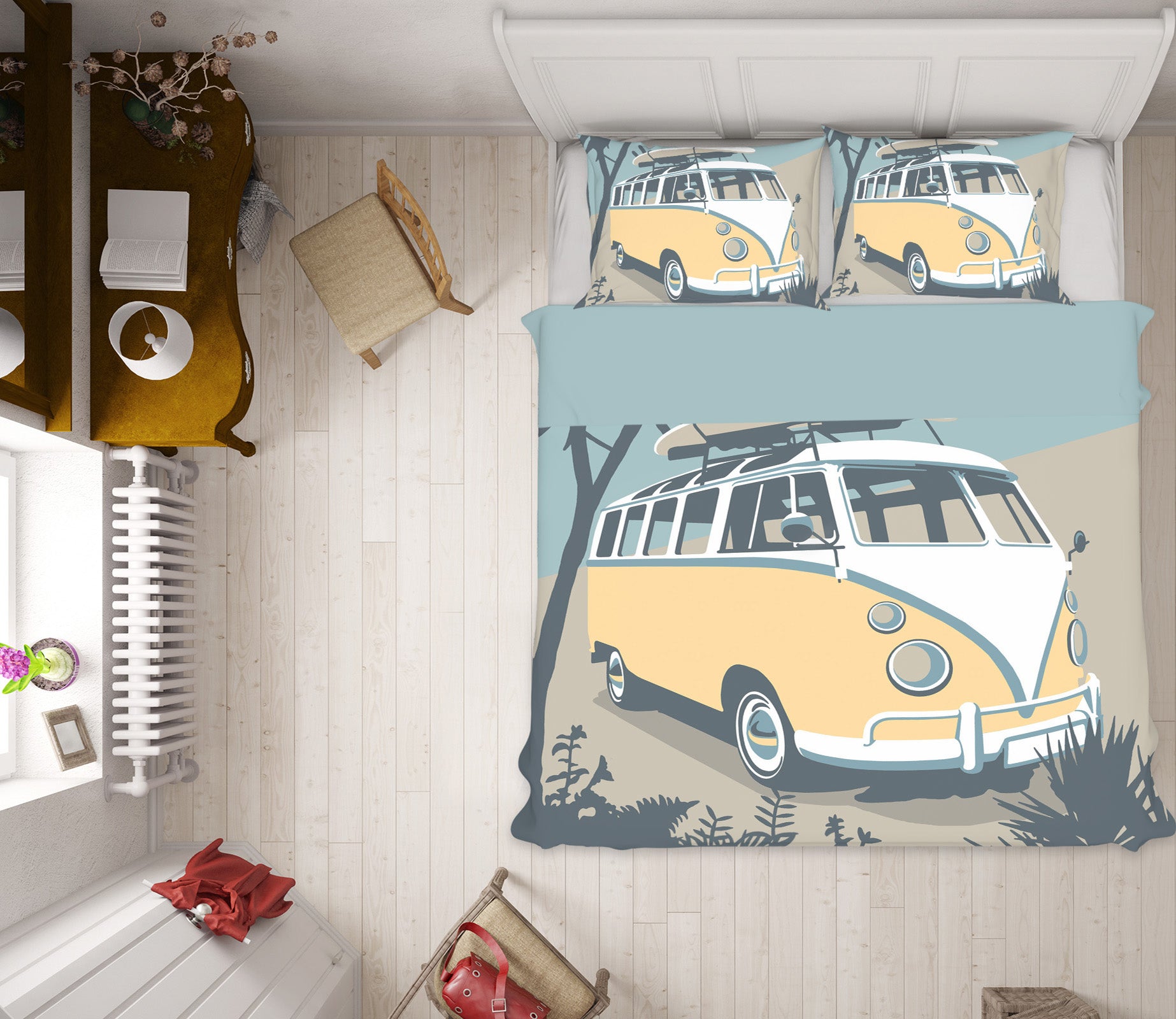 3D Newquay Camper 2032 Steve Read Bedding Bed Pillowcases Quilt