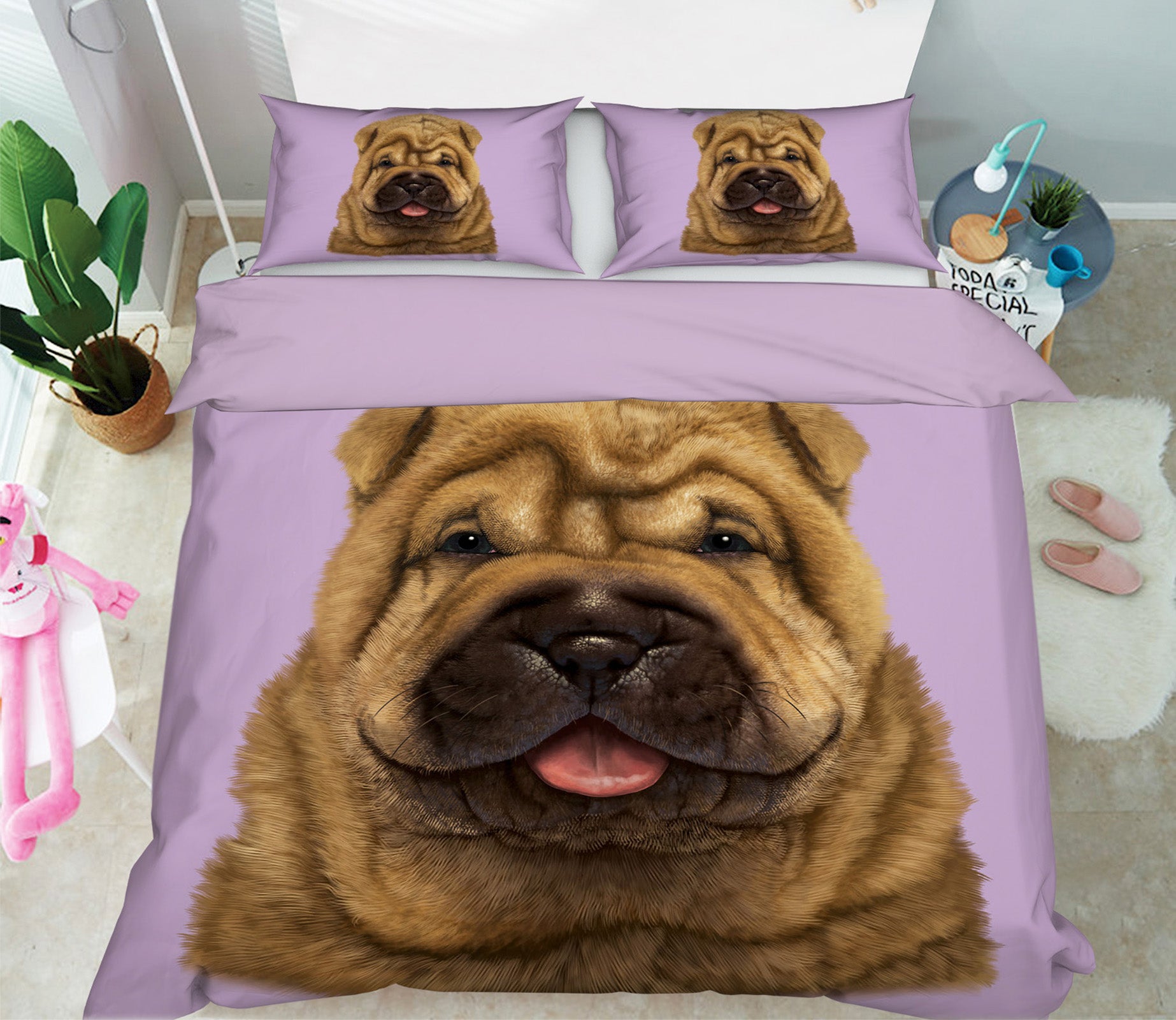 3D Shar Pei Puppy Portrait 077 Bed Pillowcases Quilt Exclusive Designer Vincent