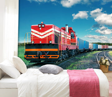 3D Freight Train Cloud 246 Vehicle Wall Murals
