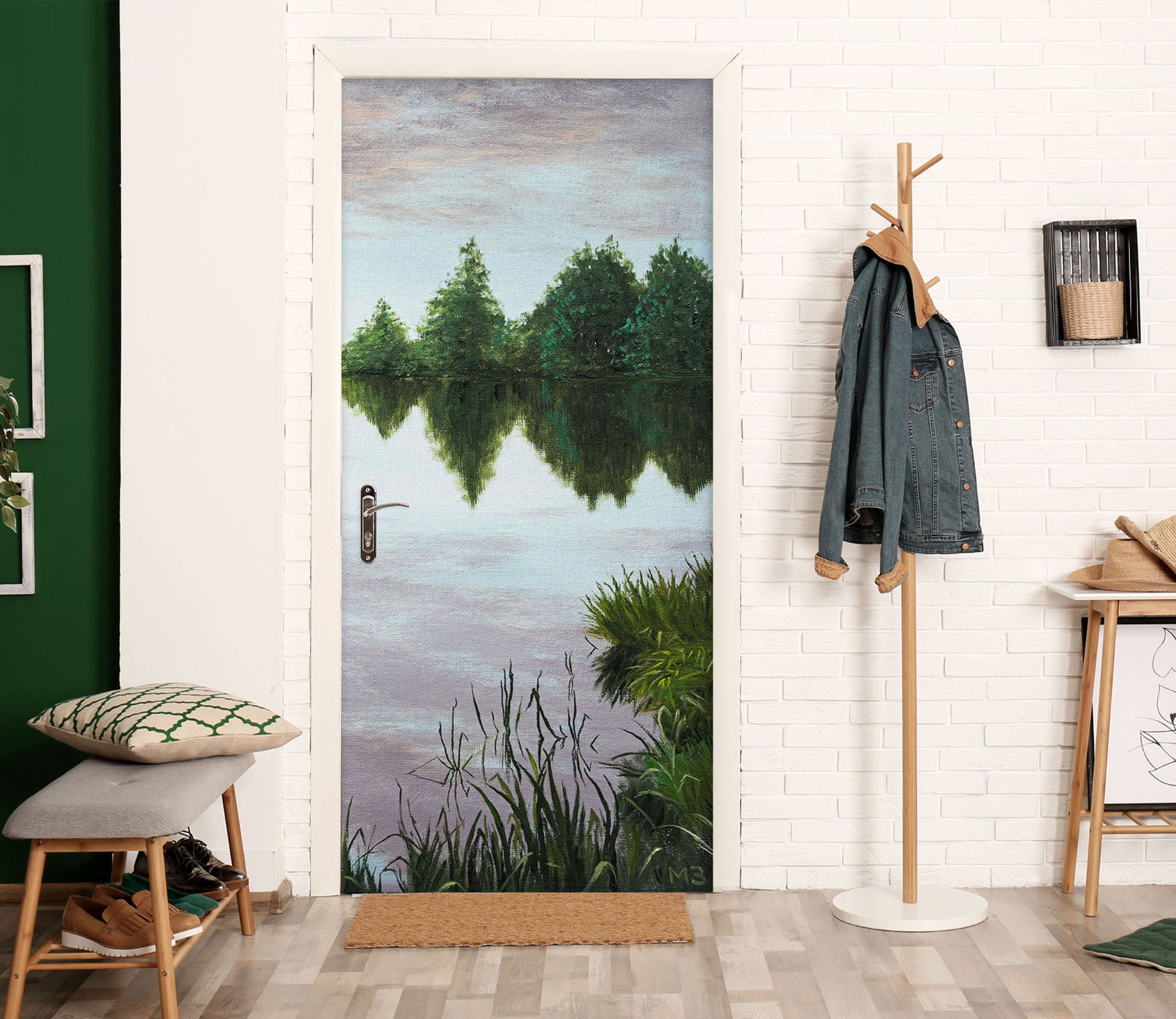 3D Lake Forest Grass Shadow 9446 Marina Zotova Door Mural