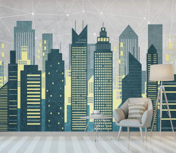 3D Dazzling Light Buildings 2214 Wall Murals