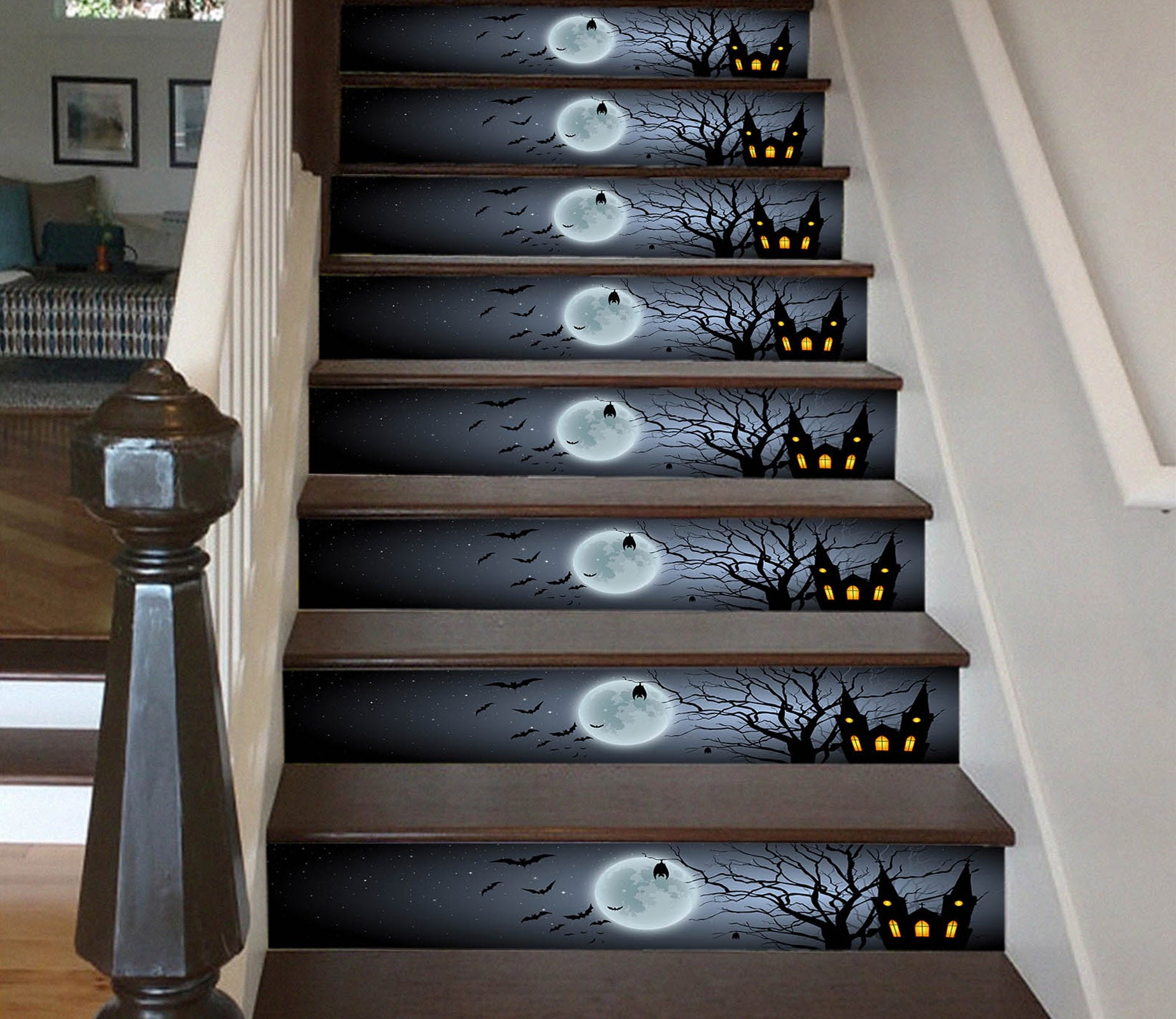 3D Silent Moonlit Night 649 Stair Risers