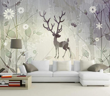 3D Flower Elk WC15 Wall Murals Wallpaper AJ Wallpaper 2 