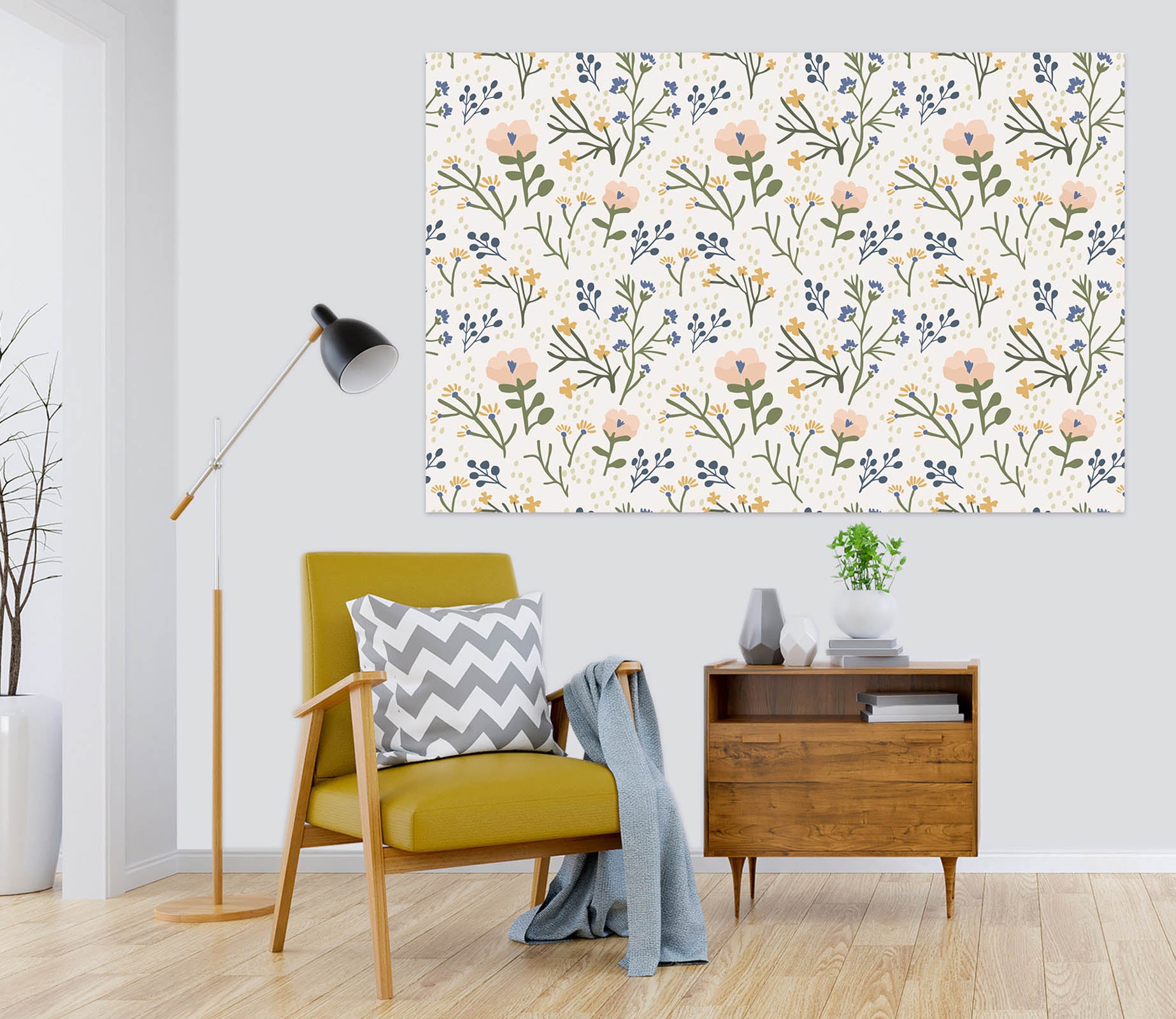 3D Flower Pattern 007 Jillian Helvey Wall Sticker