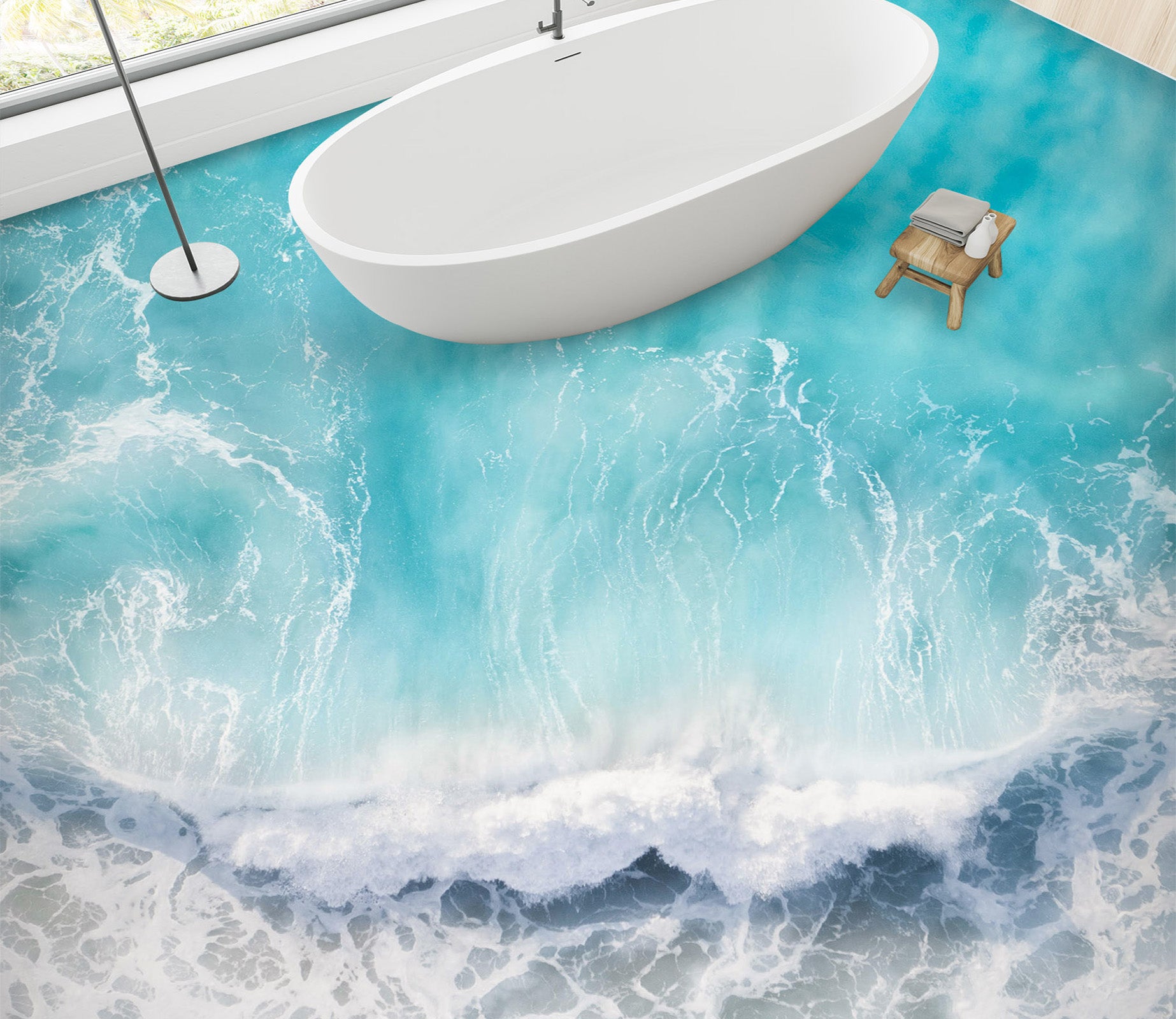 3D Summer Waves 295 Floor Mural  Wallpaper Murals Rug & Mat Print Epoxy waterproof bath floor