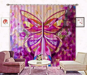 3D Pink Butterfly Petals 2392 Skromova Marina Curtain Curtains Drapes