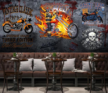 3D Burning Motorcycle 580 Wall Murals