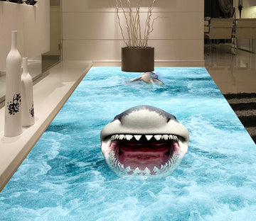 3D Open Mouth Shark 571 Floor Mural  Wallpaper Murals Rug & Mat Print Epoxy waterproof bath floor