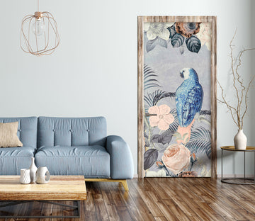 3D Blue Parrot Branch 11910 Andrea Haase Door Mural