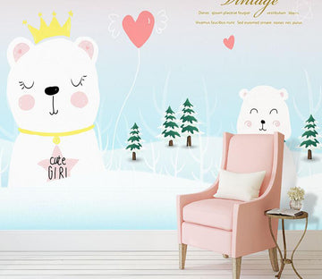 3D White Bear 049 Wall Murals