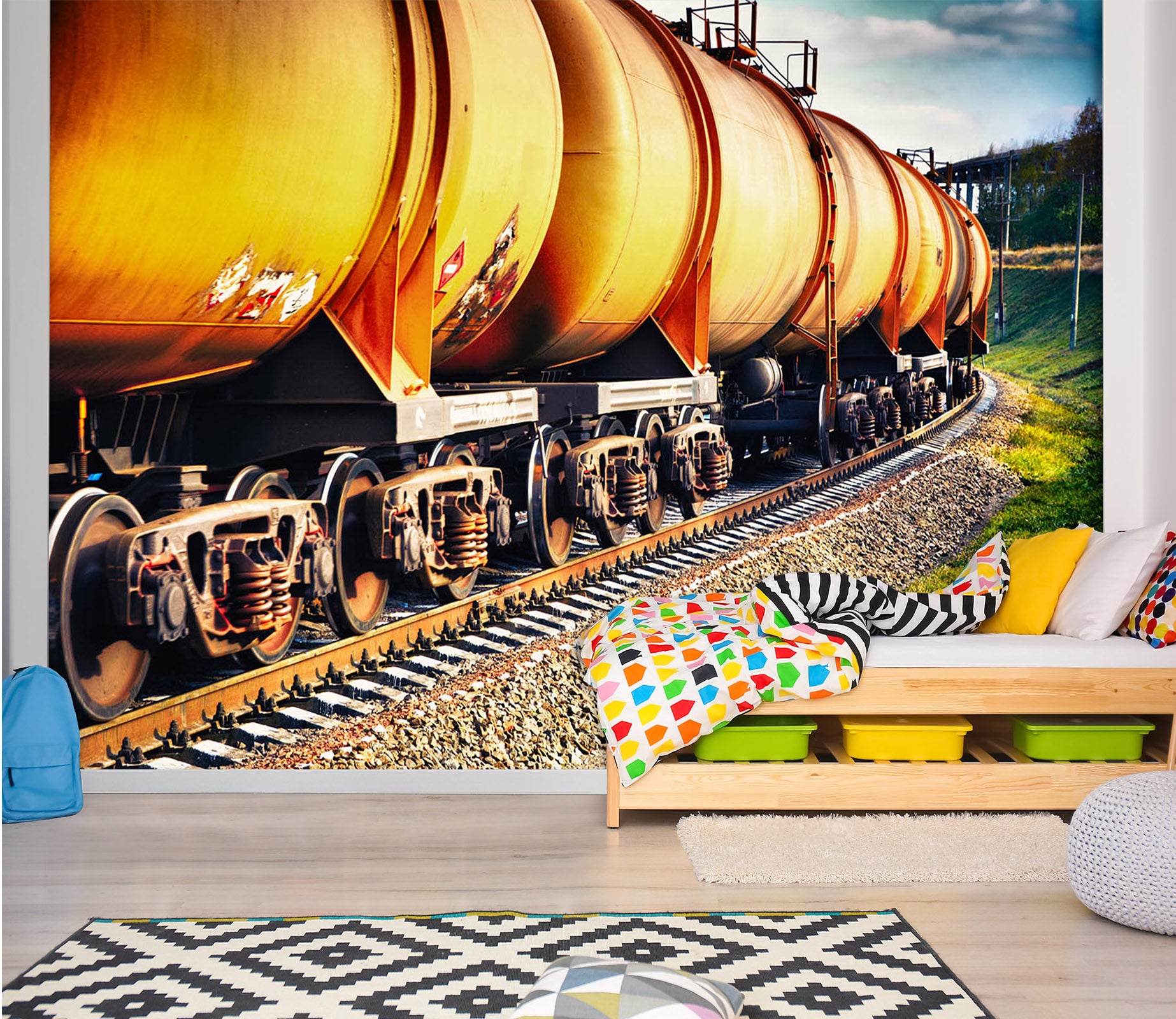 3D Tank Train 073 Vehicle Wall Murals