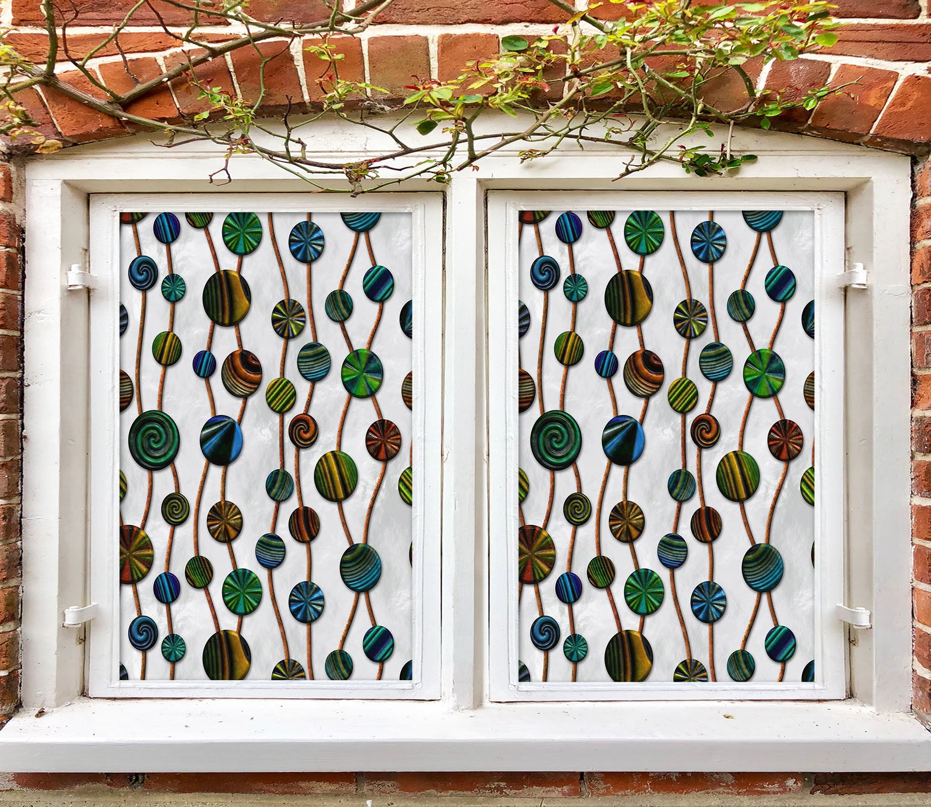 3D Color Circle 159 Window Film Print Sticker Cling Stained Glass UV Block