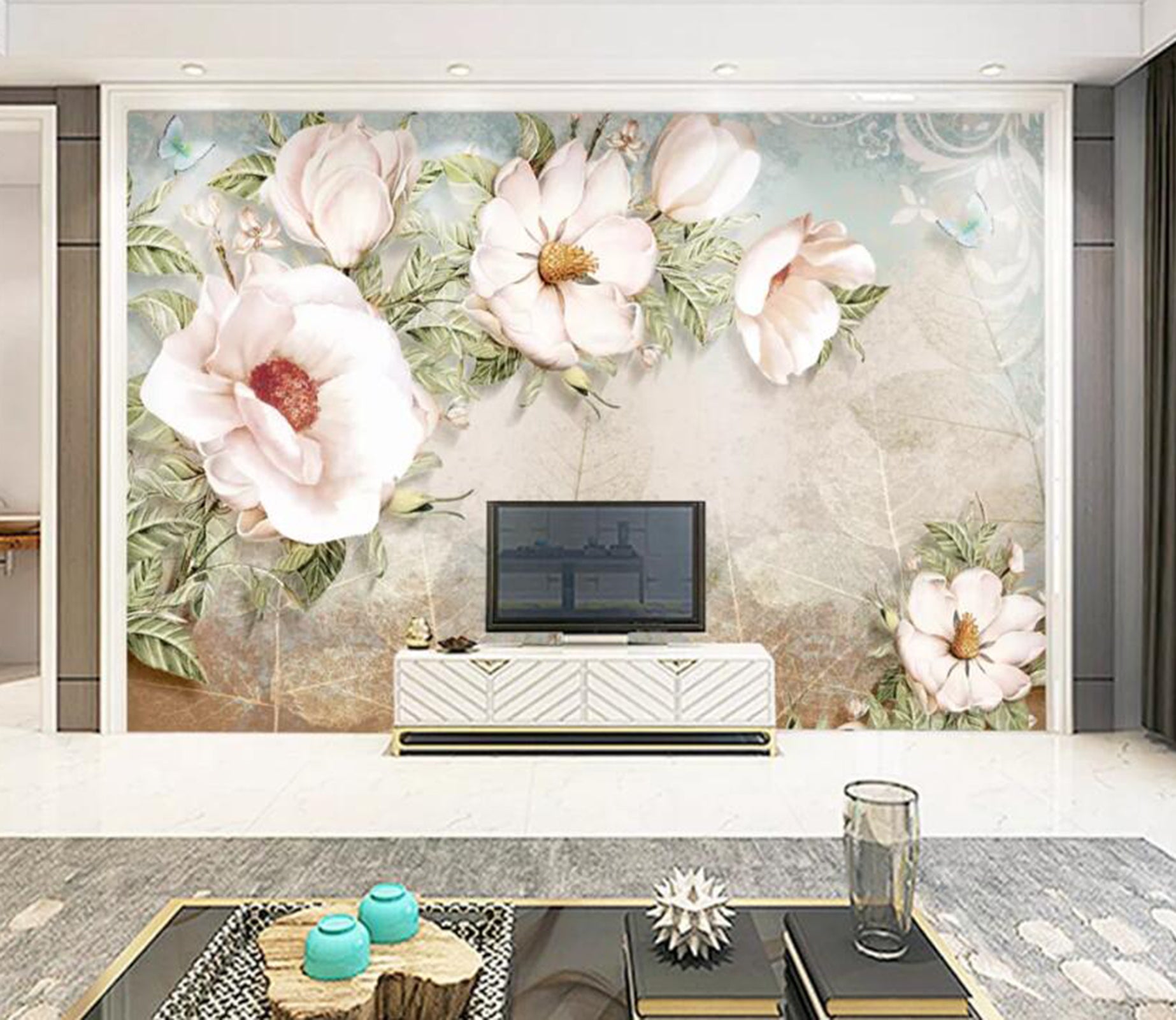 3D Pearl Flower WC81 Wall Murals Wallpaper AJ Wallpaper 2 