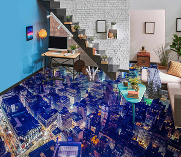 3D Purple Fashion City 1170 Floor Mural