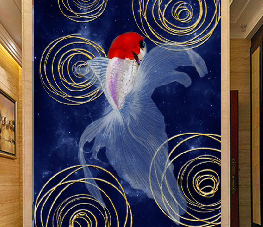 3D White Goldfish WG168 Wall Murals