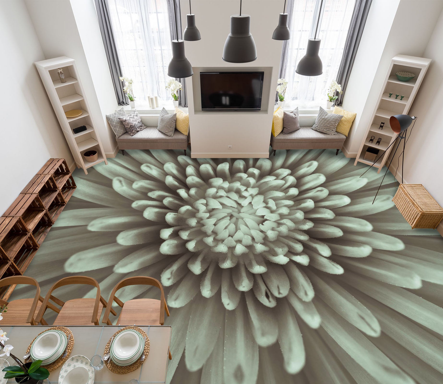 3D Chrysanthemum 98171 Adrian Chesterman Floor Mural  Wallpaper Murals Self-Adhesive Removable Print Epoxy