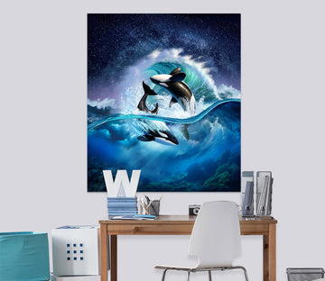 3D Orca Wave 017 Jerry LoFaro Wall Sticker