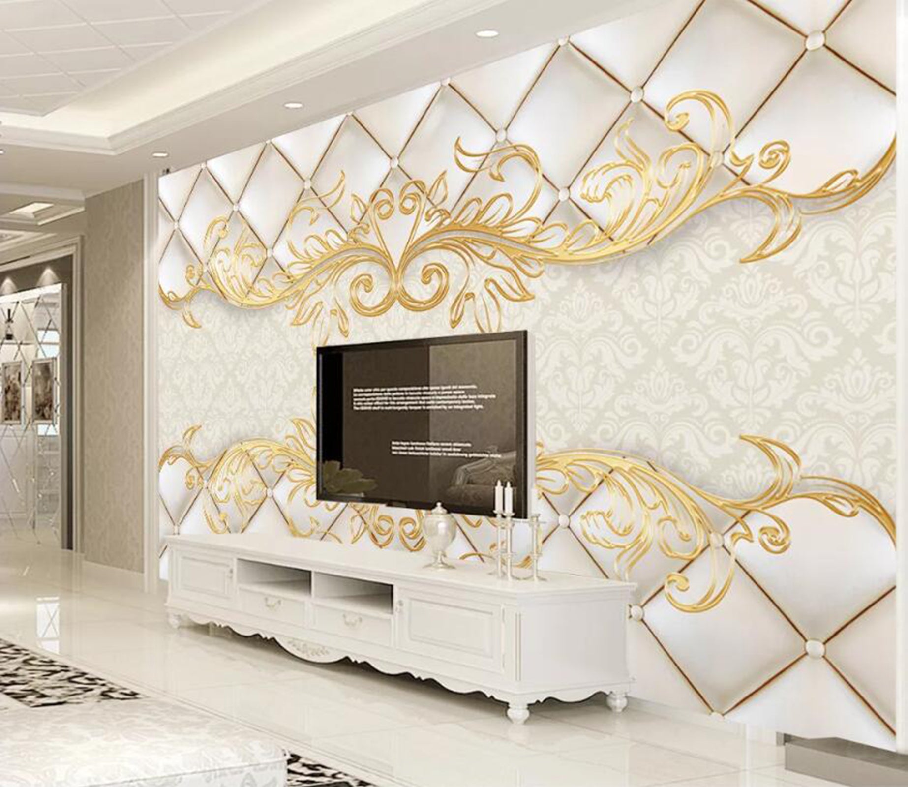 3D Golden Pattern WC75 Wall Murals Wallpaper AJ Wallpaper 2 