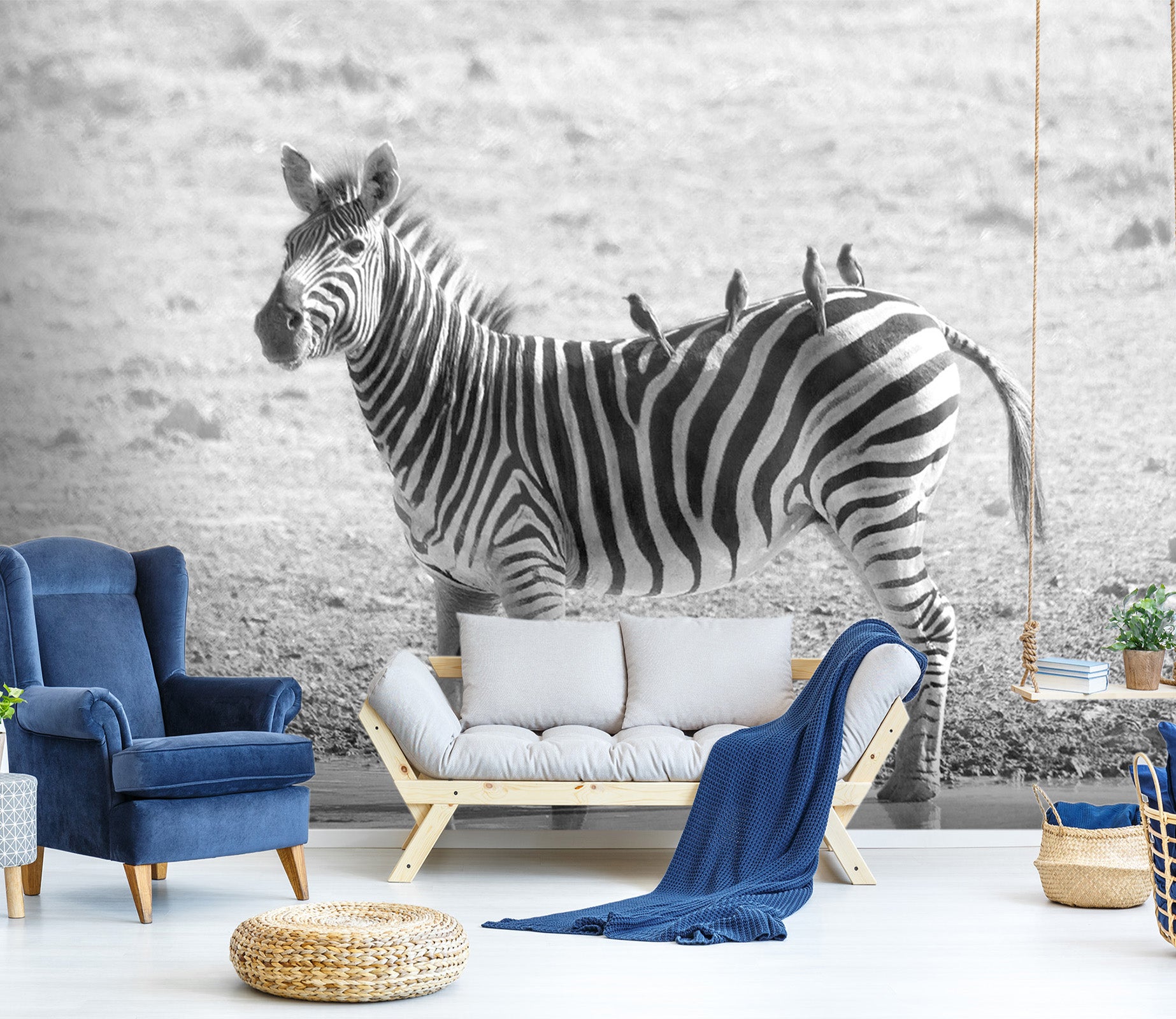 3D River Zebra 354 Wall Murals