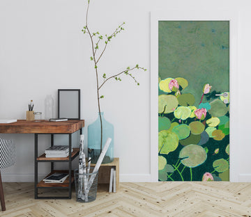 3D Pink Lotus Leaf Pool 93221 Allan P. Friedlander Door Mural