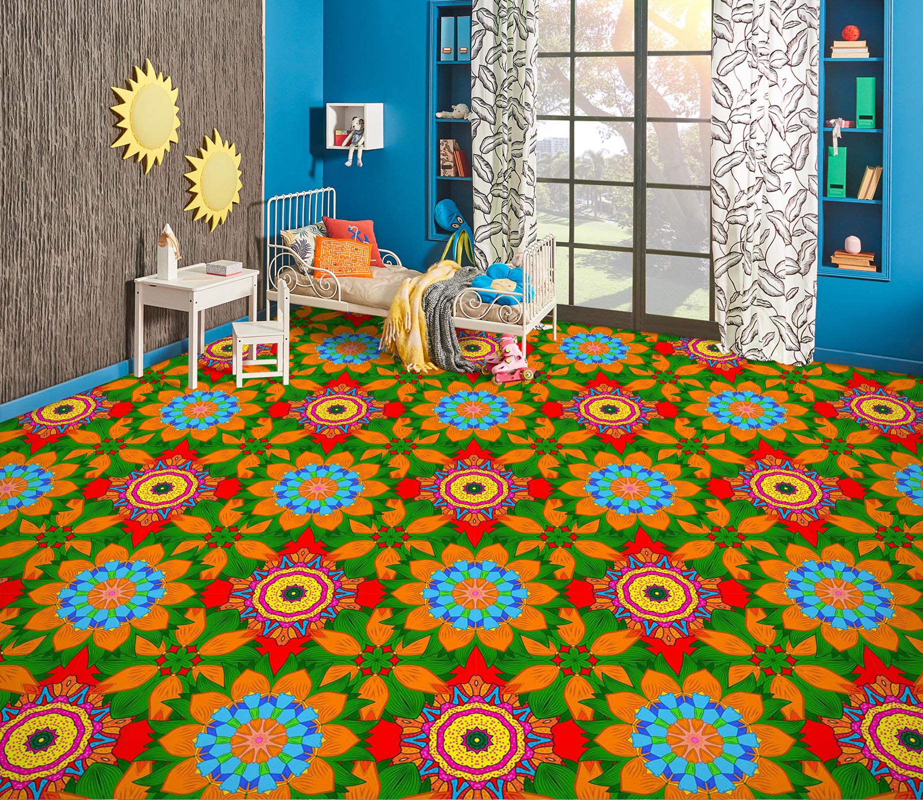 3D Strong Color Pattern 643 Floor Mural  Wallpaper Murals Rug & Mat Print Epoxy waterproof bath floor